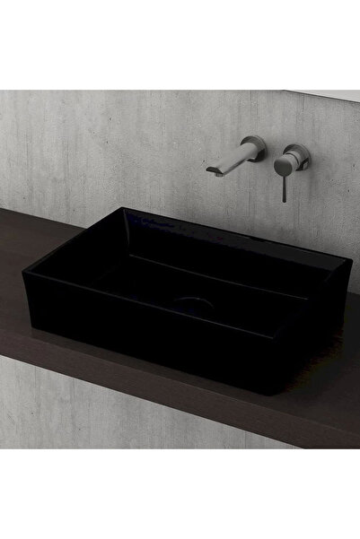 Bocchi Vessel Dikdörtgen Lavabo 56x38 Cm -parlak Siyah