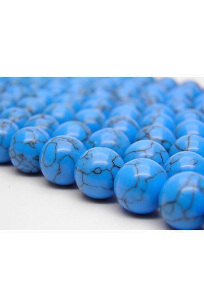 Yüksel Boncuk 12 mm Blue Turquoise Natural Stone String
