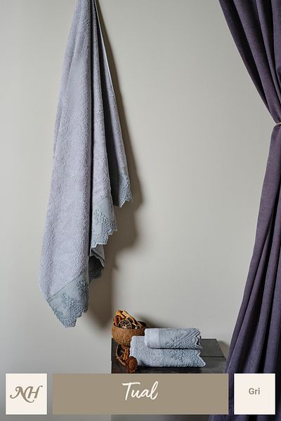 Nazik Home Πετσέτα χεριών με κεντημένη τούλι (30 X 50 cm)