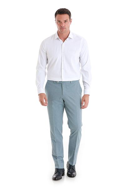 Hatemoğlu Comfort Fit Λευκό μακρυμάνικο πουκάμισο με λεπτό γιακά