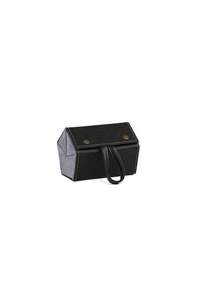 Look Rich Handmade Leather 5-Piece Glasses Carrying and Storage Bag - Black Color