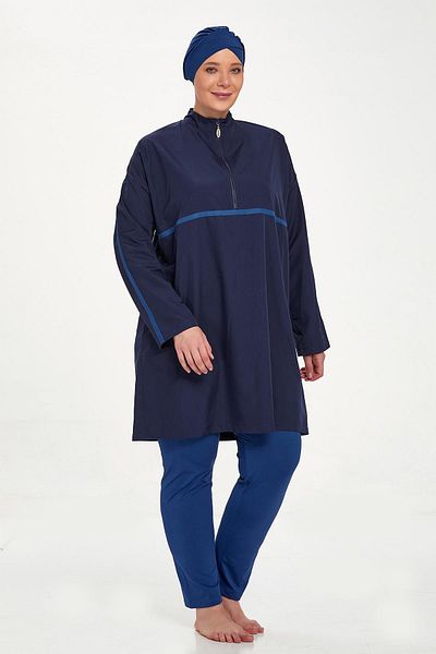 Remsa Mayo Morgan Battal 1427 Dark Navy - Full Covered Large Size Hijab Swimsuit