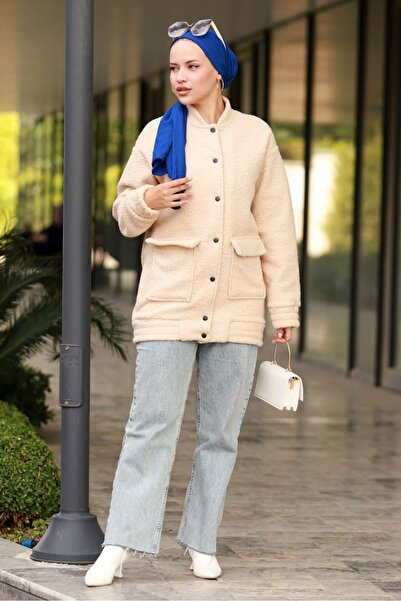 Bestenur Elan Buttoned Hijab Cap 645 - Stone Colored