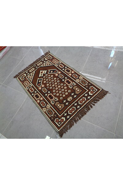 ŞAHMERDANOĞLU Şahmerdanoğlu 120x80Cm Kahverengi Kadife Kumaştan Seccade Kilim...