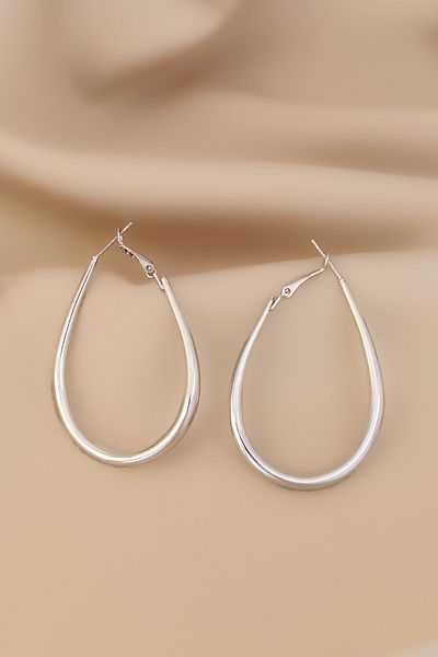 COSİTA Silver Colored Water Drop Minimal Design - Thick Filled Earrings