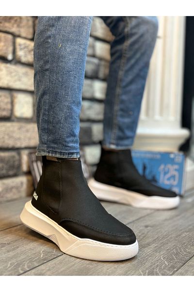 Halloween High Sole Laceless Men's Sports Boots - Black White BA0150