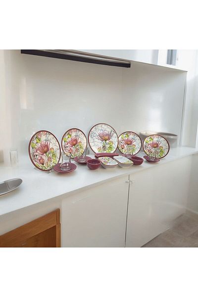 Akkoyunlu home Floral Patterned Breakfast Set for 4 People - 19 Piece Set