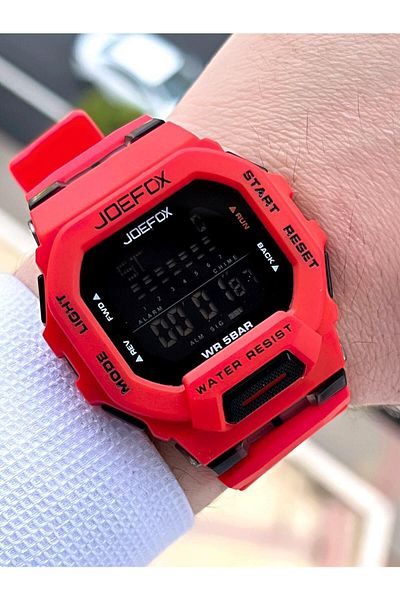 Joefox Red/Black Digital 5 Atm Water Resistant Sports Wristwatch J-gs01