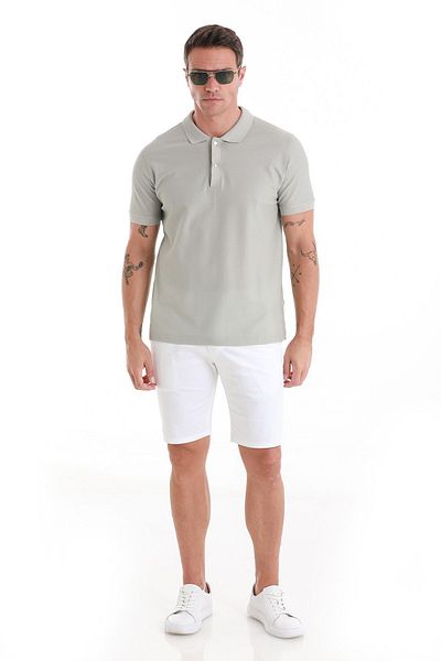 Hatemoğlu Μπλουζάκι με γκρι γιακά Polo Regular Fit 100% βαμβακερό