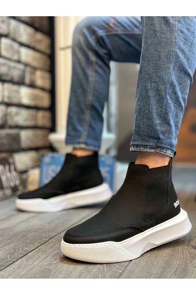 Halloween High Sole Laceless Men's Sports Boots - Black White BA0150