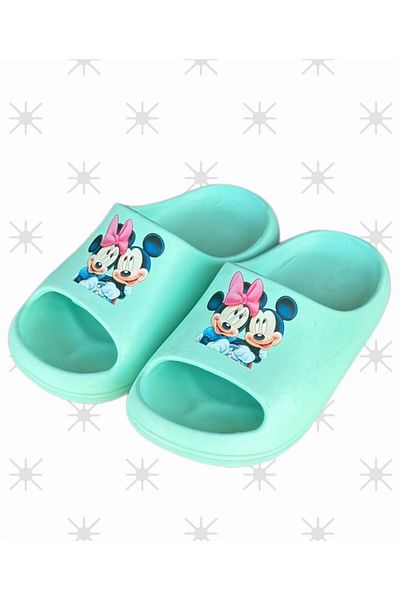 AkınalBella Mint Printed Yezy Slide - Παντόφλες πισίνας και παραλίας για κορίτσια