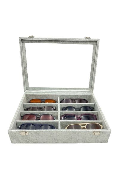 sezginkutuveaksesuar Glasses Box 8 pcs Anfora Gray Suede