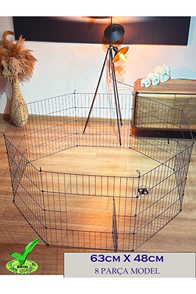 ORBO Köpek Çiti Oyun Eğitim Alanı 60cmx48cm- 8 Parça Panel Çit- Siyah Renk Ok...