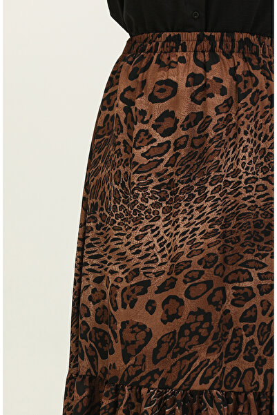 sefamerve Brown Voile Skirt - Gathered, Model 0343A-01