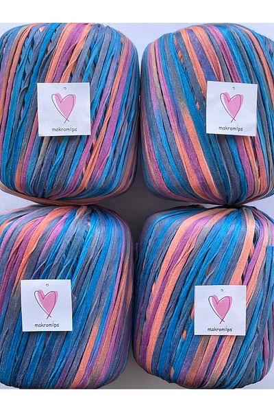 Makromİps PREMIUM MIX SOFT RAFFIA STRING (50 gr X 4 ΤΕΜΑΧΙΑ) ΜΑΛΑΚΟ ΠΟΛΥ ΠΟΛΥΧΡΩΜΙΚΟ ΜΠΟΥΚΑΛΑΡΙ ΤΣΑΝΤΑ ΣΥΡΜΑ ΧΑΡΤΙ