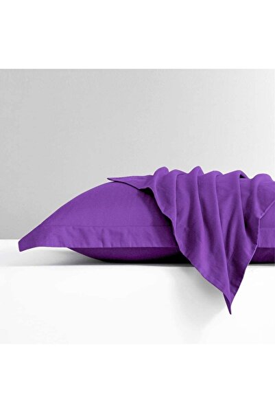 EVYA Purple Cabinet Pillow Case 100% Cotton 50X70Cm 2 Pieces Decorative Soft Flounce Edge