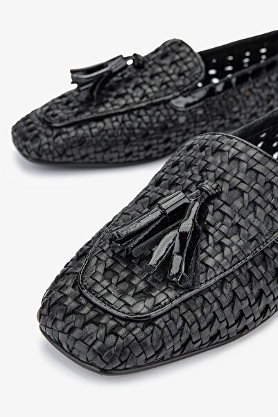 Valmenti Armis Black Straw Loafer - Дамски обувки от естествена кожа