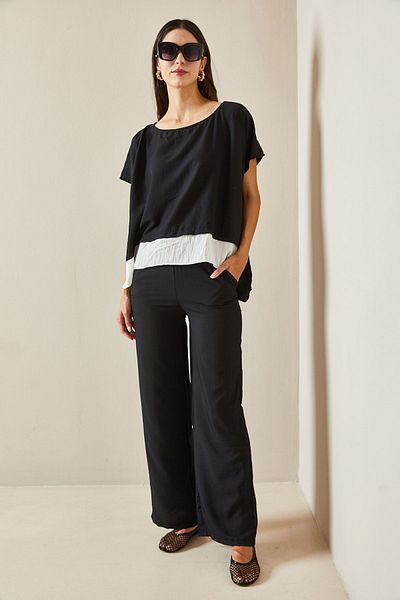 XHAN Crew Neck Black Double Suit - 5YXK8-48706-02