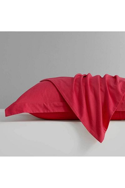 EVYA Soft Textured Skin Friendly 100% Cotton Red Flounce Edge Pillow Case 50X70Cm 2 Pieces Decorative