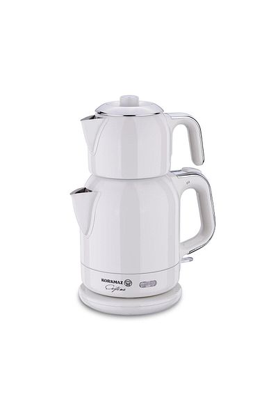KORKMAZ 1.7 lt Elect.Teapot Vanilla/Chrome