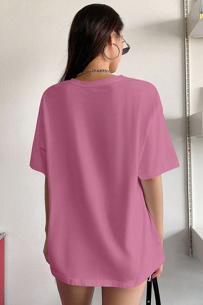MODAGEN 1997 Tricou unisex supradimensionat roz imprimat - Decolteu