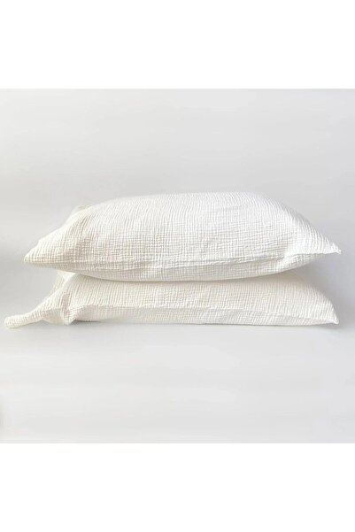EVYA 4 Layer Muslin 2 Pillow Case 50X70 cm Soft Organic 100% Cotton Skin Friendly Breathable Soft Set