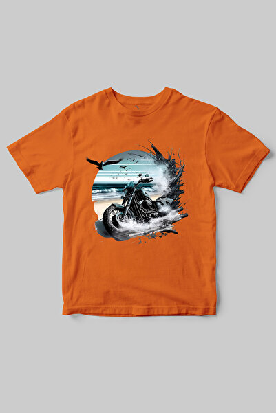 WİDİ Chopper Biker Tema - Marine Štampano 100% pamuk Regular Fit okrugla krag...