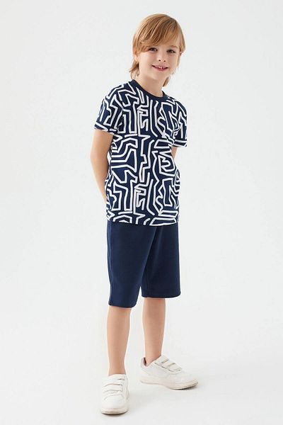 Arnetta Navy Blue Boy's Pajama Set - Waiter Capri 2506