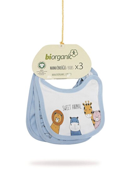 Biorganik Biorganic Animals Baby Boy 3-Piece Bib Blue Apron