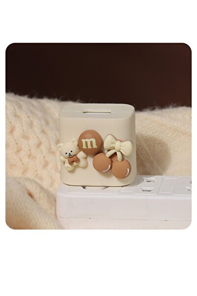 NORE Apple 20w Compatible Adapter and Cable Protector with Cream Teddy Bear Figure