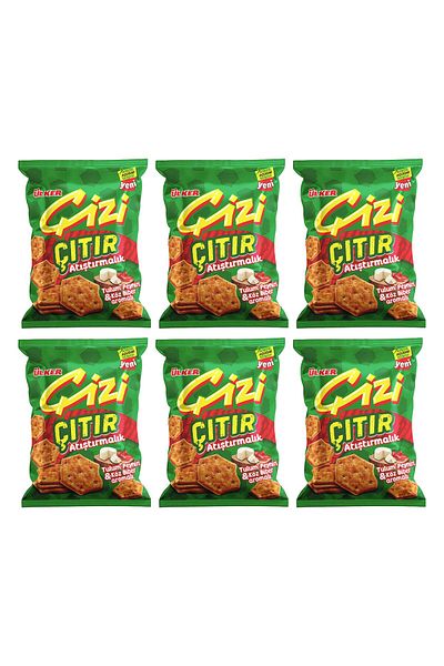 Ülker Çizi Crispy Snack 80 Gr Jumpsuit Cheese & Ember Pepper X 6 Pieces
