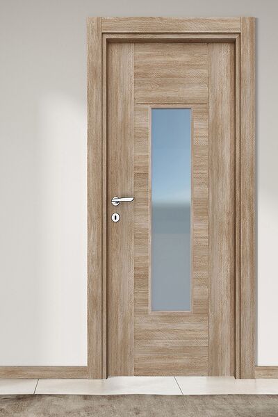 ALO KAPI MELAMİN MODERN GÖKSU CAMLI ODA KAPISI, 76/204/14-17 CM