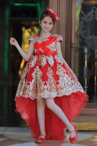 MİSS RAİN Short Long BacK Gold Embroidered Girl's Caftan Evening Dress with Accessory Gift