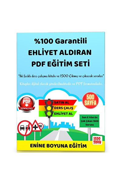 Enine Boyuna Eğitim %100 Garantili Ehliyet Aldıran Pdf Ehliyet Kitabı (MAİLE GÖNDERİLİR)