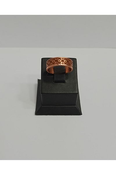 EldenEveBakır Ethnic Motif Copper Ring 6mm Lzry0011-1