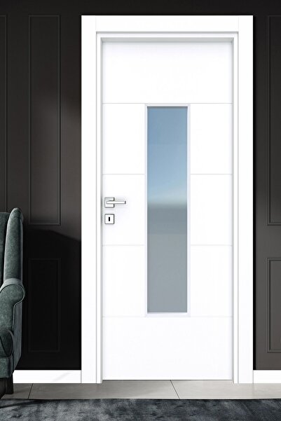 ALO KAPI MELAMİN KARİZMA İKİ CAMLI ODA KAPISI, BEYAZ, 86/204/18-27 CM