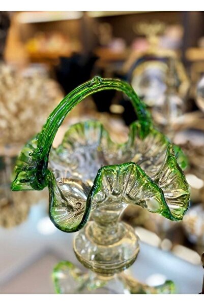 PAPATYAMDEKOR ZÜCCACİYE Üfleme Fırfırlı Cam El Yapımı Kulplu Murano Şekerlik ...