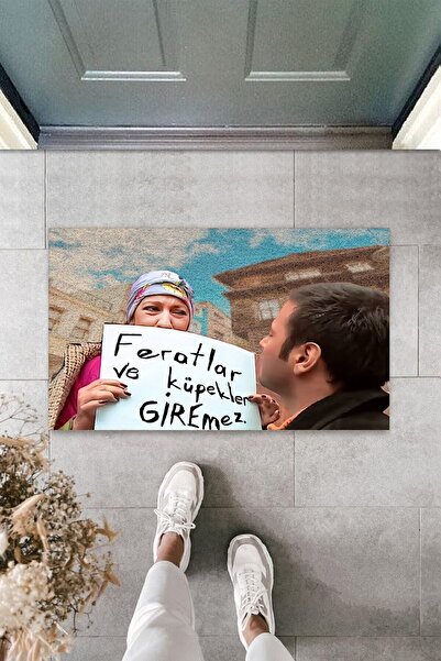 Silkcoat Home Ankamodahome Cennet Mahallesi -feratlar Ve Köpekler Giremez - Dekoratif Paspas