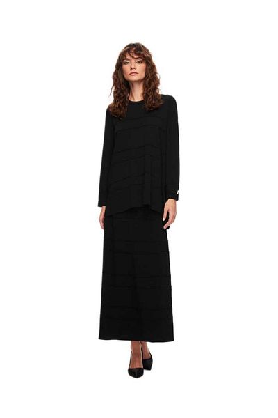 MISS DALIDA Knitwear Tunic - Black with Standby Detail