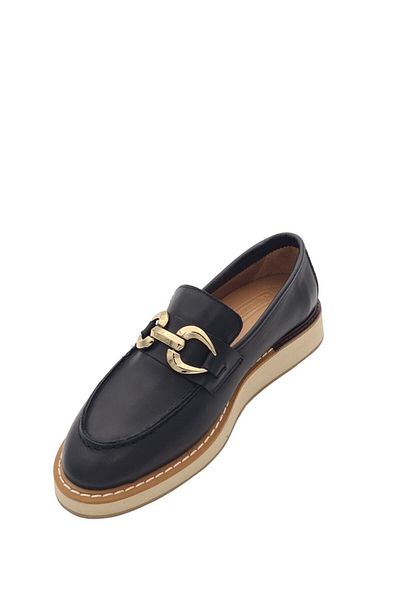 aayak&kabımofficial Black Genuine Leather - Buckle Detailed Light Sole Women's Loafer Moccasin