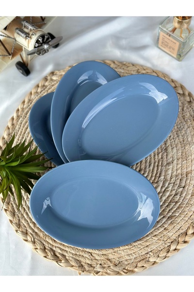 Demirel Home Kütahya 2'li 20cm Orta Boy Porselen Kayık Tabağı Sunum Servis Seti