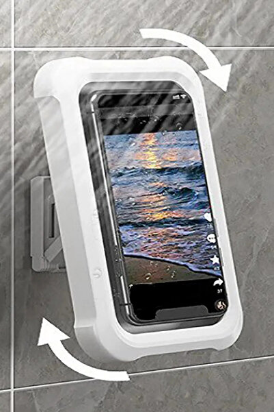 Askımo Su Geçirmez Hareketli Telefon Tutucu Stand Duşta Su Geçirmez Telefon Koruyucu Stand Keyifli Duş Byaz