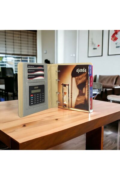 Kerem ofis 2025 - 2026 Termo Deri Çizgili Model Ajanda Hesap Makineli-mekaniz...