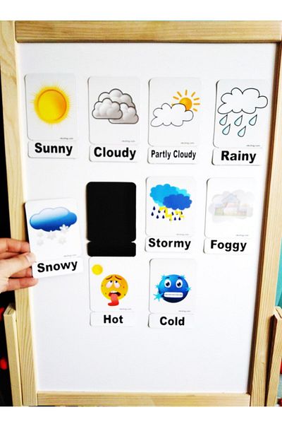 Okuling Magnetic English Word Cards Flashcards - Weather / Weather