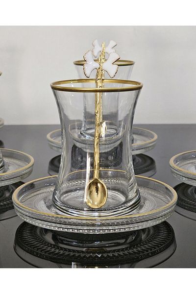 atabey home White Luxury Tea Set for 6 People - 18 Pieces, Big Cup 155CC