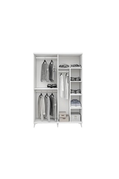 GuneyStore Ücretsiz Montaj Komple Mdf Oslo 4 Kapaklı Beyaz Gardırop