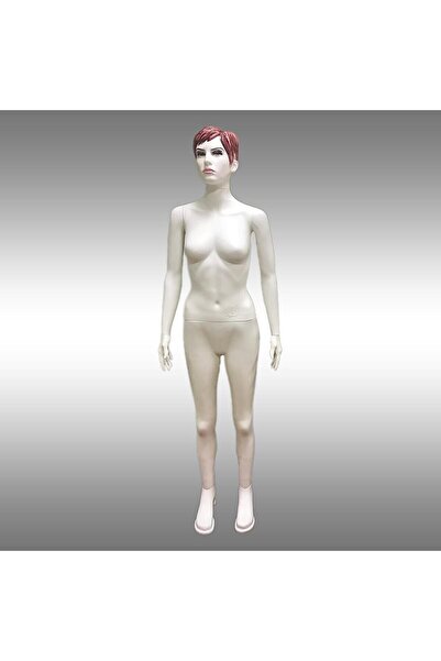 Acar Raf Kadın Boy Mankeni Makyajlı Plastik Vitrin Mankeni Beyaz M1