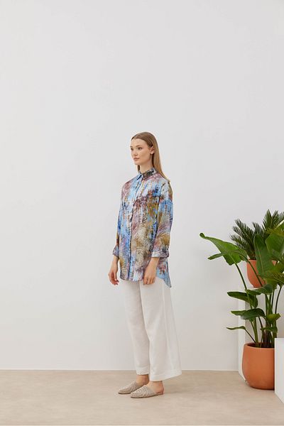 NUR KALAY COLLECTION Linen Tunic - Patterned Design