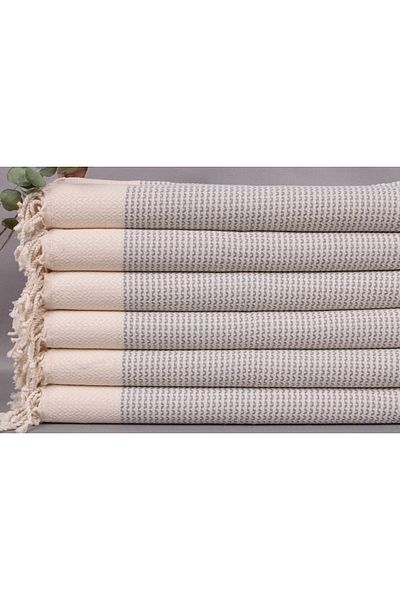 Kayra Export منشفة بيشتمال رمادية - 50x100 سم، إبريق شاي قطني منشفة منزلية صغيرة