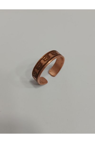 EldenEveBakır Lotus Flower Motif Copper Ring 6mm Lzry0012-1
